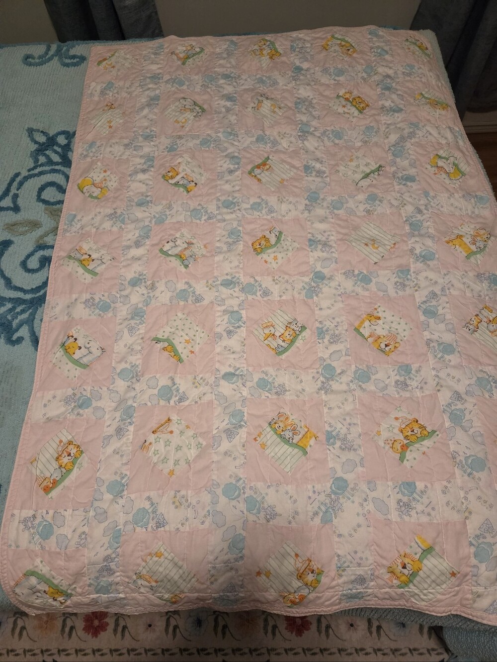 Pink Baby Patchwork Quilt - Soft Nursery Bedding